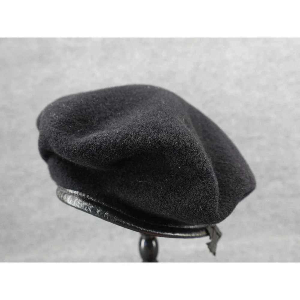 Military Surplus Wool Beret Unisex 7 3/8 Black Blue Star Flash Patch